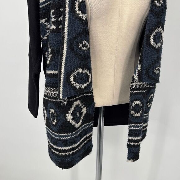 Anthropologie Dolan blue and black southwestern knit open front Aztec cardigan j - Picture 7 of 14